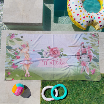 Personalised Kids Beach Towels Ballerina Ballet Friends