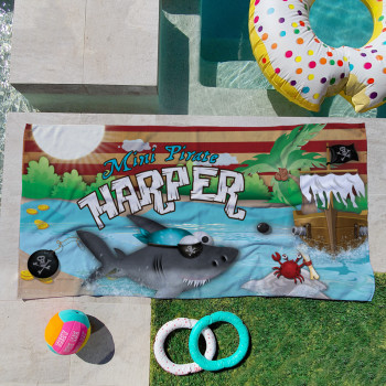 Personalised Kids Beach Towels Pirate Shark