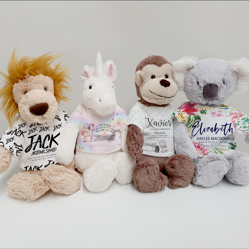 Personalised Jellycat Bunnies, Lions 
