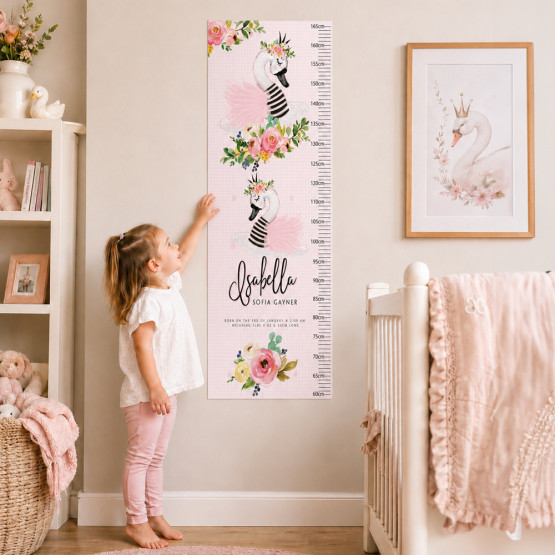 Personalised kids fabric height chart with child's name and Removable personalised growth chart for kids