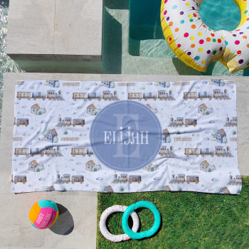 Personalised Kids Beach Towels Trains