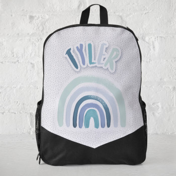 Personalised Kids Backpack Rainbows Blue