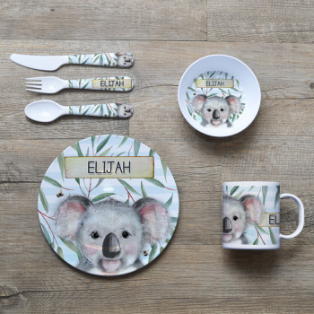 Personalised Kids Melamine Dinner Set Koala Love