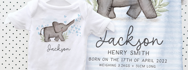 Personalised Baby Onesie & Blanket Gift Sets, baby gift, christening gift, baby keepsake, birth details on blanket, baby name on onesie, baby romper name, personalised baby gift, naming day gift, baby gift box, name on polar fleece blanket, nice baby gifts, organic cotton baby