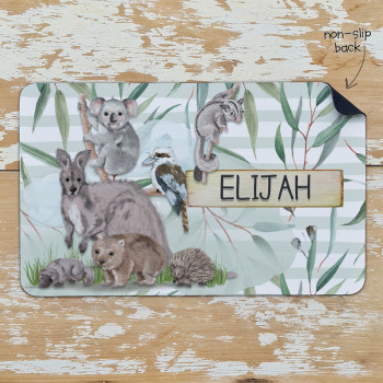 Personalised Non Slip Kids Dinner Placemats Australian Animals