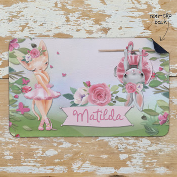 Personalised Non Slip Kids Dinner Placemats Ballerina Ballet Friends