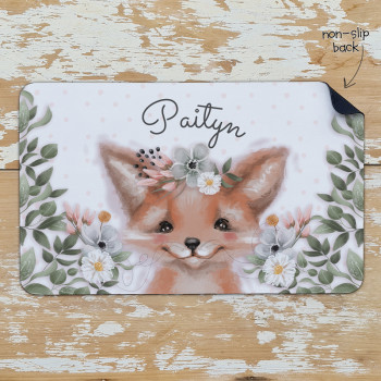 Personalised Non Slip Kids Dinner Placemats Forrest Fox Floral