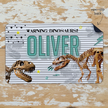 Personalised Non Slip Kids Dinner Placemats T-Rex Dinosaur