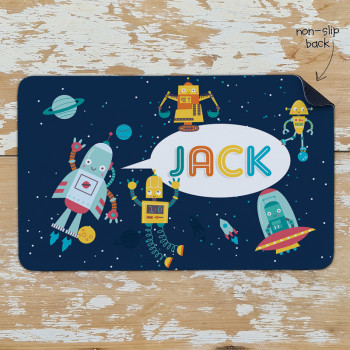 Personalised Non Slip Kids Dinner Placemats Robotica Robots