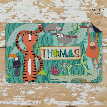 Personalised Non Slip Kids Dinner Placemats Jungle Rumble