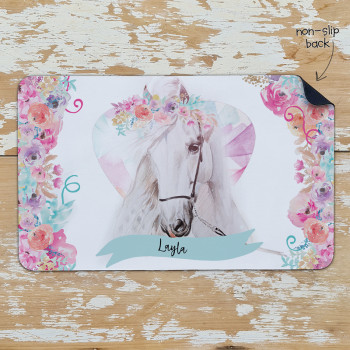 Personalised Non Slip Kids Dinner Placemats Floral Horsie
