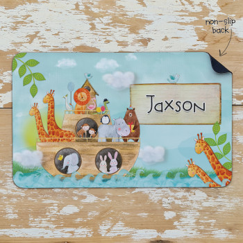 Personalised Non Slip Kids Dinner Placemats Noah's Ark