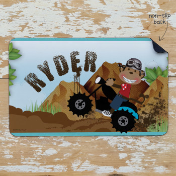Personalised Non Slip Kids Dinner Placemats Dirtbike Monkey