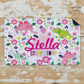 Personalised Non Slip Kids Dinner Placemats Floral Dinosaurs