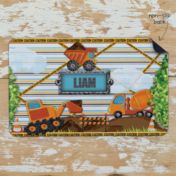 Personalised Non Slip Kids Dinner Placemats Under Construction