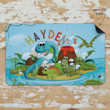 Personalised Non Slip Kids Dinner Placemats Dinosaur Island