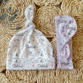 Personalised Baby Beanie & Headband Sets, baby gift set, baby beanie, new baby gift, nursery decor