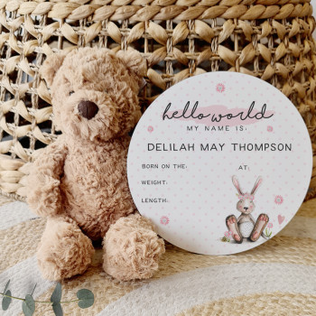 Personalised Wooden Baby Birth Announcement Discs
