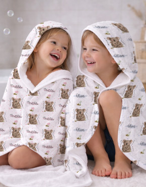 Personalised Kids Hooded Bath Towel & Washer Sets