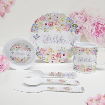 Personalised Kids Melamine Dinner Set Fairytale Princess
