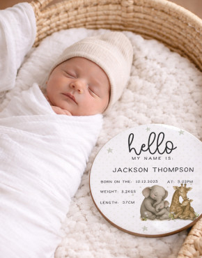 Personalised Birth Announcement Disc Gift Box Set