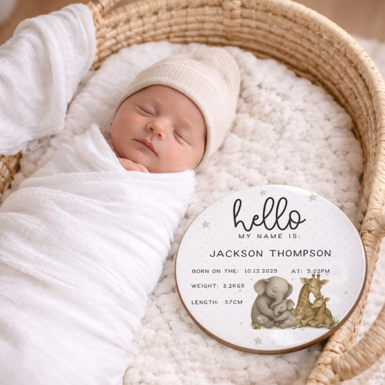 Personalised Birth Announcement Disc Gift Box Set
