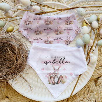 Personalised Baby Easter Dribble Bib Sets, dribble bib, baby bib, baby bib with name, stain resistant baby bib, bandana bib, personalised baby bib, new baby gift