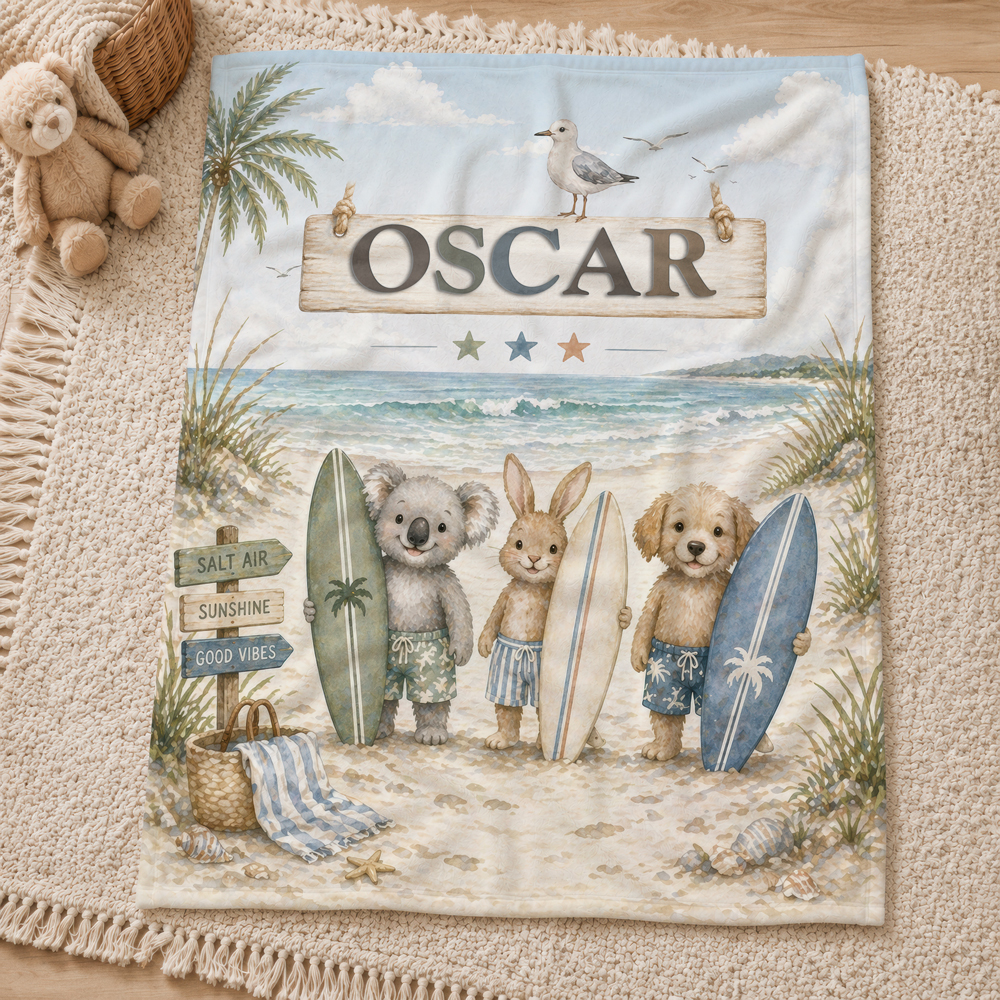 Personalised kids fleece blanket folded as a keepsake gift