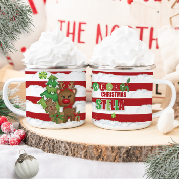 Personalised Kids Enamel Christmas Mugs