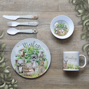 Personalised Kids Melamine Dinner Set - Australian Animals
