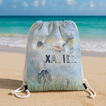 Personalised Kids Swimming + Beach Drawstring Backpacks