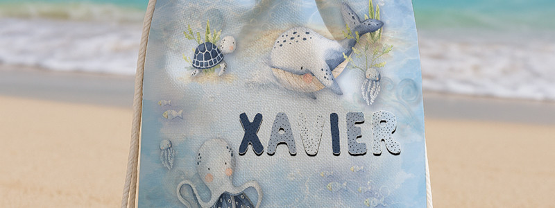 Personalised Kids Beach Drawstring Backpack