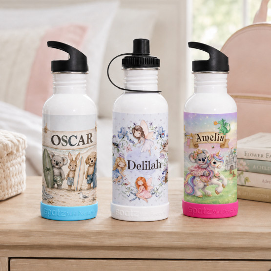 Personalised Kids Drink Bottles With Base Protector Bumper