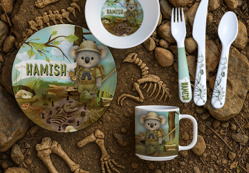 Personalised-Kids-Dino-Koala-Explorer-Dinner-Set