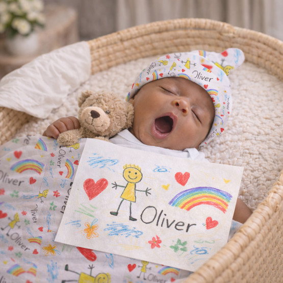 Create-Your-Own Baby Keepsake Blanket & Beanie Gift Set