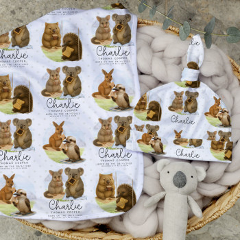 Personalised Baby Blanket & Beanie Set - The Cutest Picnic