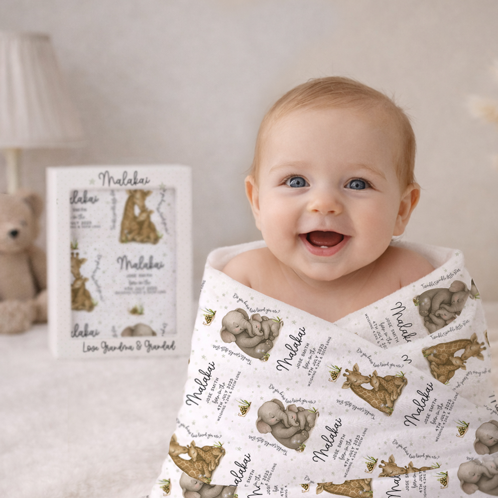 Personalised Baby & Toddler Bath Towel & Washer Gift Box Set