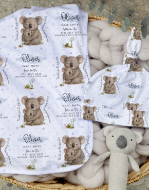 Personalised-Baby-Blanket-&-Beanie-Sets
