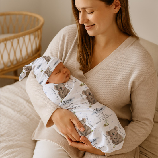 Personalised Baby Keepsake Blanket & Beanie Boxed Gift Sets