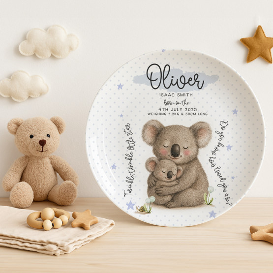 Personalised Baby Birth Plate – Custom Name & Details Keepsake Gift