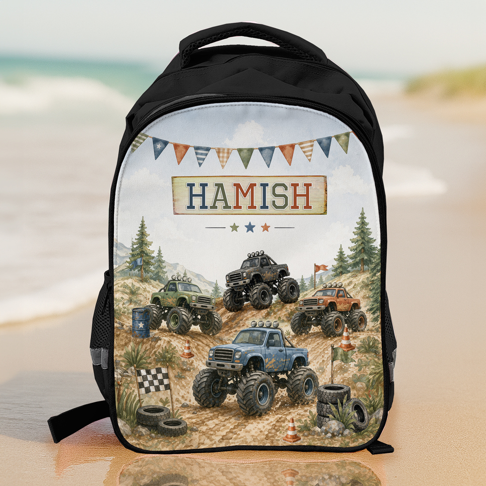 Personalised kids backpack close up