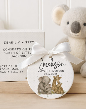 Personalised Ceramic Baby Name Plaque Gift Box Set