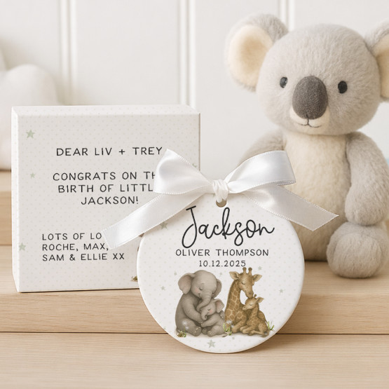 Personalised Ceramic Baby Name Plaque Gift Box Set
