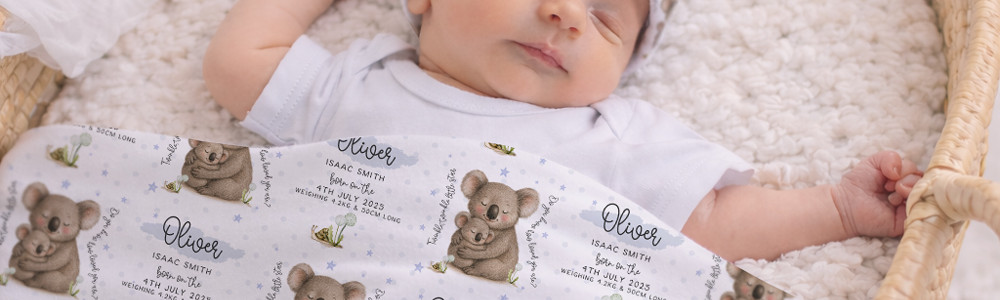 Personalised Baby Keepsake Blanket & Beanie Boxed Gift Sets