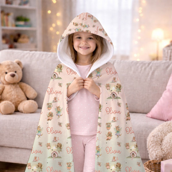 Personalised Kids Hooded Fleece Blanket