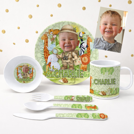 Let's Face It Personalised Kids Custom Face Melamine Dinner Sets