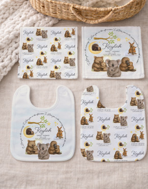 Personalised Baby Bib & Washer Gift Box Set