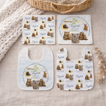 Personalised Baby Bib & Washer Gift Box Set