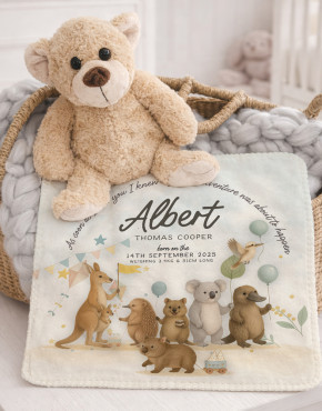 Teddy Bear & Snuggle Blanket Personalised Gift Box Set