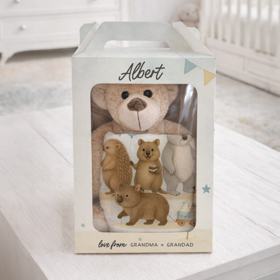 Teddy Bear & Snuggle Blanket Personalised Gift Box Set
